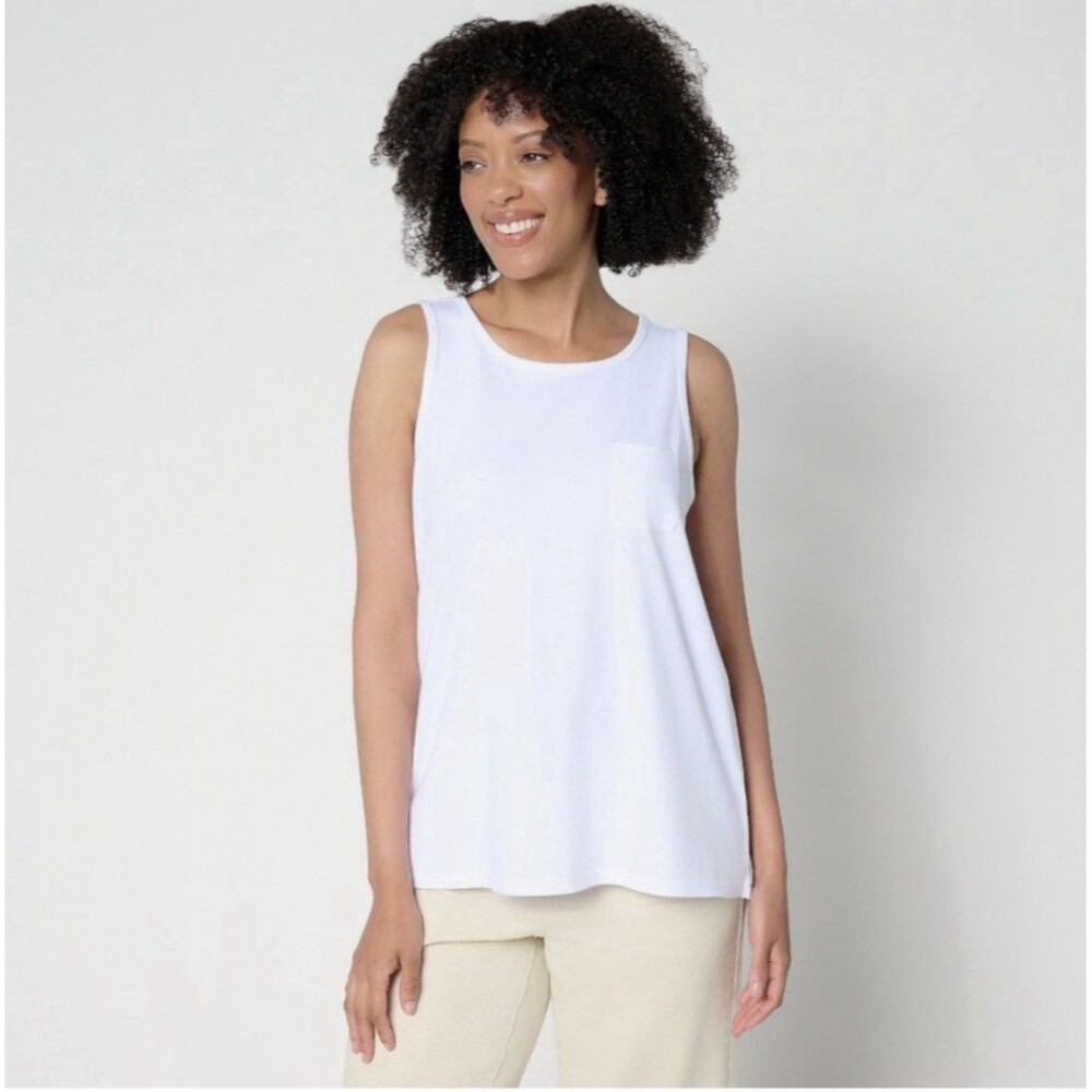 AnyBody Essentials Cotton Pocket Tank White XS